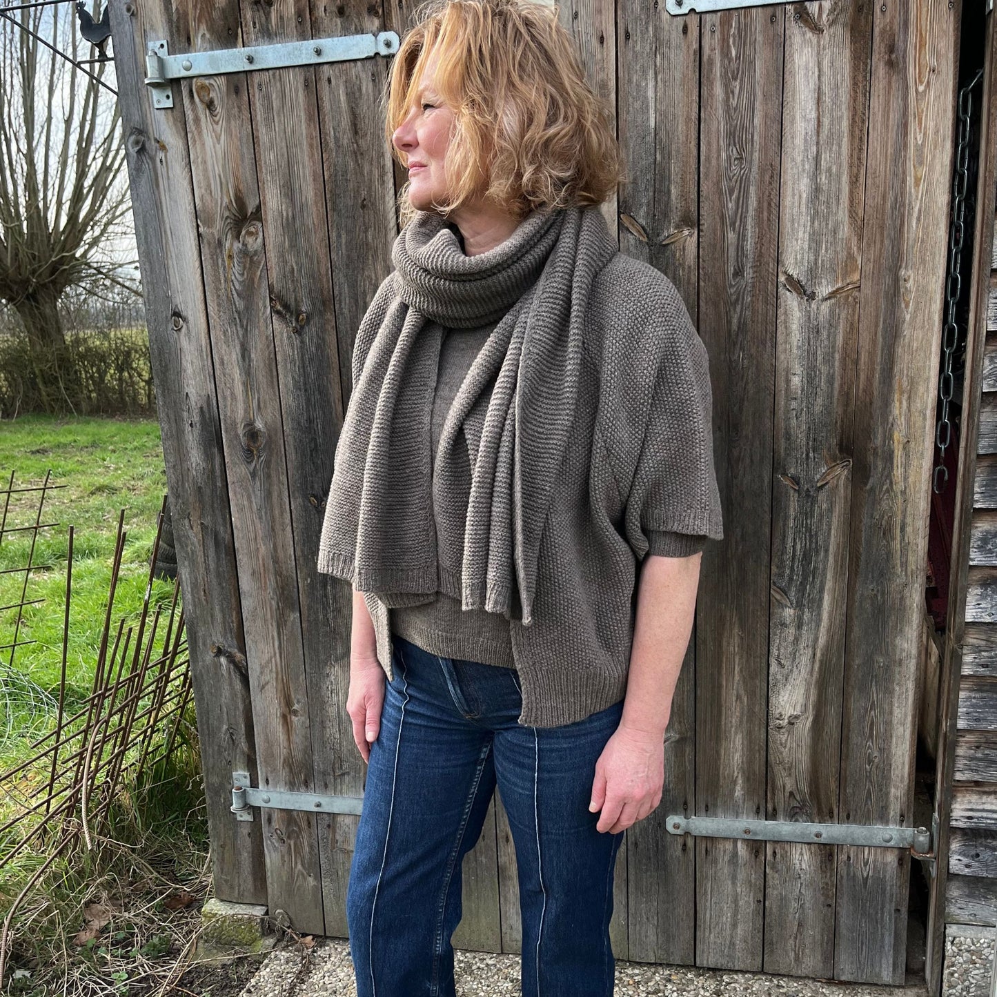 Adrienne sjaal natural mocha.